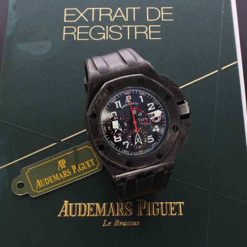 Audemars Piguet Royal Oak Carbon Herren Uhr 44 mm Box + Papiere Stahl Kautschuk - 63915