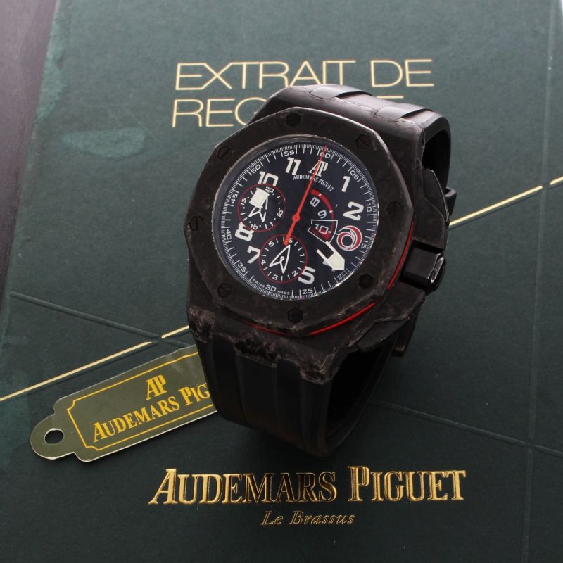 Audemars Piguet Royal Oak Carbon Herren Uhr 44 mm Box + Papiere Stahl Kautschuk - 63915