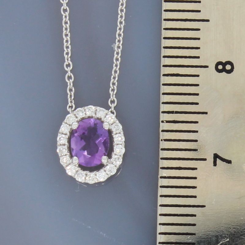 Wert 710 € Brillant Amethyst Anhänger & Kette in 750er 18 K Weißgold - 64962