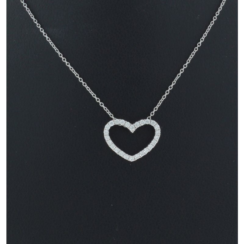 Wert 1150 € Brillant Anhänger Kette Herz (0,15 carat) in 750er 18 K Weißgold - H48