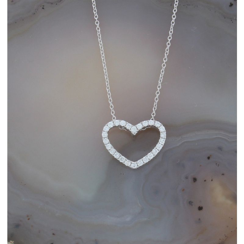 Wert 1150 € Brillant Anhänger Kette Herz (0,15 carat) in 750er 18 K Weißgold - H48