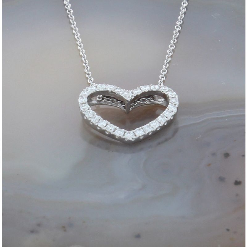 Wert 1150 € Brillant Anhänger Kette Herz (0,15 carat) in 750er 18 K Weißgold - H48