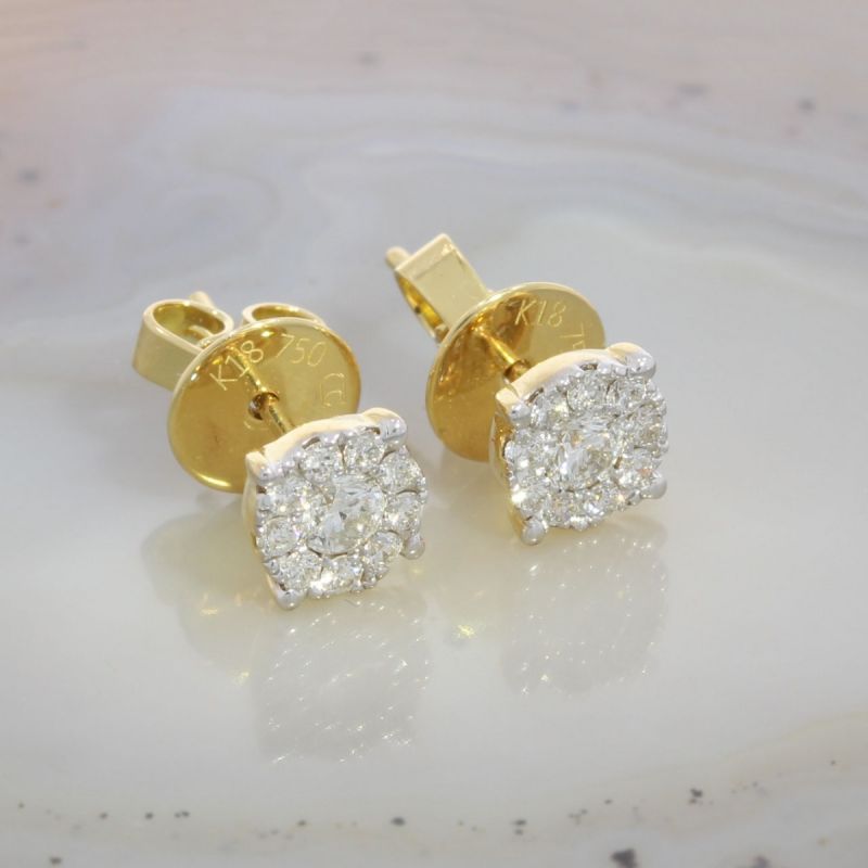 Wert 1410 € Brillant Ohrringe (0,40 carat) in 750er 18 K Gelbgold - H51