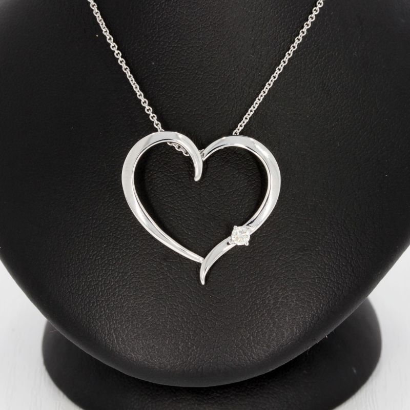 Sale! Wert 1380 € Brillant Anhänger Herz mit Kette in 585er 14 K Weißgold Länge 41,5 + 45,0 cm - H563