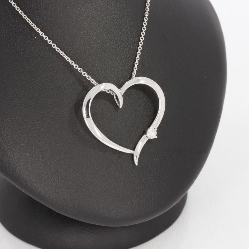 Sale! Wert 1380 € Brillant Anhänger Herz mit Kette in 585er 14 K Weißgold Länge 41,5 + 45,0 cm - H563