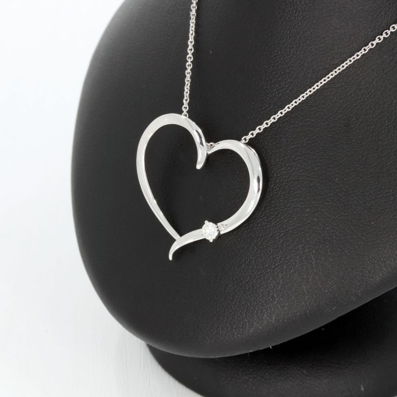 Sale! Wert 1380 € Brillant Anhänger Herz mit Kette in 585er 14 K Weißgold Länge 41,5 + 45,0 cm - H563