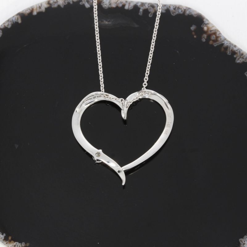 Sale! Wert 1380 € Brillant Anhänger Herz mit Kette in 585er 14 K Weißgold Länge 41,5 + 45,0 cm - H563