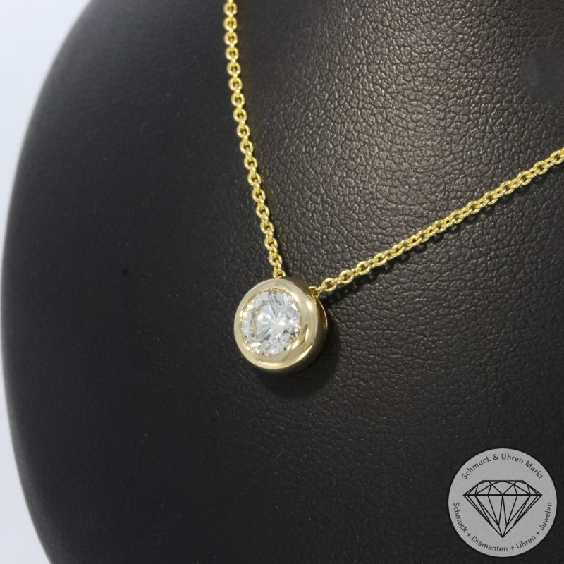 Wert 3990 € Solitär Brillant Anhänger mit Kette (0,63 carat) in 585er 14 K Gelbgold HRD - 105571