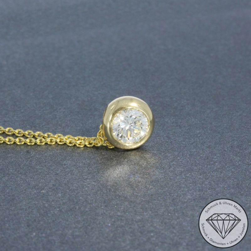 Wert 3990 € Solitär Brillant Anhänger mit Kette (0,63 carat) in 585er 14 K Gelbgold HRD - 105571