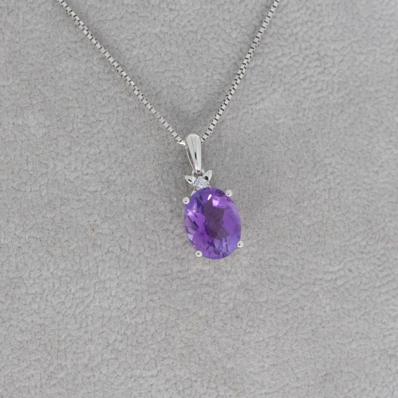 Wert 340 € Brillant Amethyst Anhänger in 585er 14 K Weißgold - H284