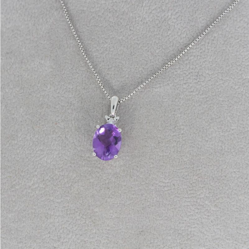 Wert 340 € Brillant Amethyst Anhänger in 585er 14 K Weißgold - H284