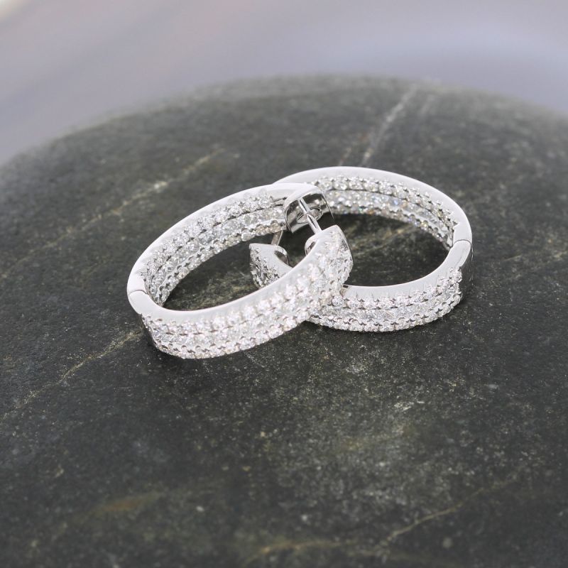 Wert 9890 € Brillant Diamant Creolen in 585er 14 K Weißgold - 74680