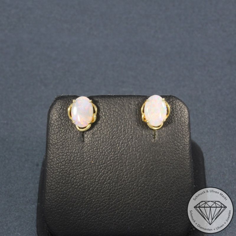 Wert 430 € Opal Ohrstecker in 585er 14 K Gelbgold - 74800