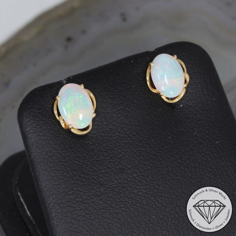 Wert 380 € Opal Ohrringe (0,50 carat) in 585er 14 K Gelbgold - 74869
