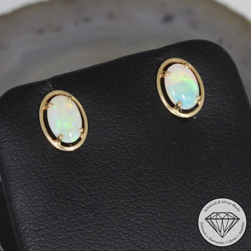 Wert 390 € Opal Ohrringe in 585er 14 K Gelbgold - 74871