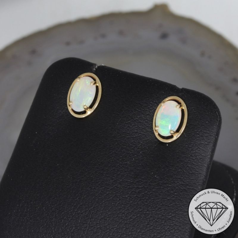 Wert 390 € Opal Ohrringe in 585er 14 K Gelbgold - 74871