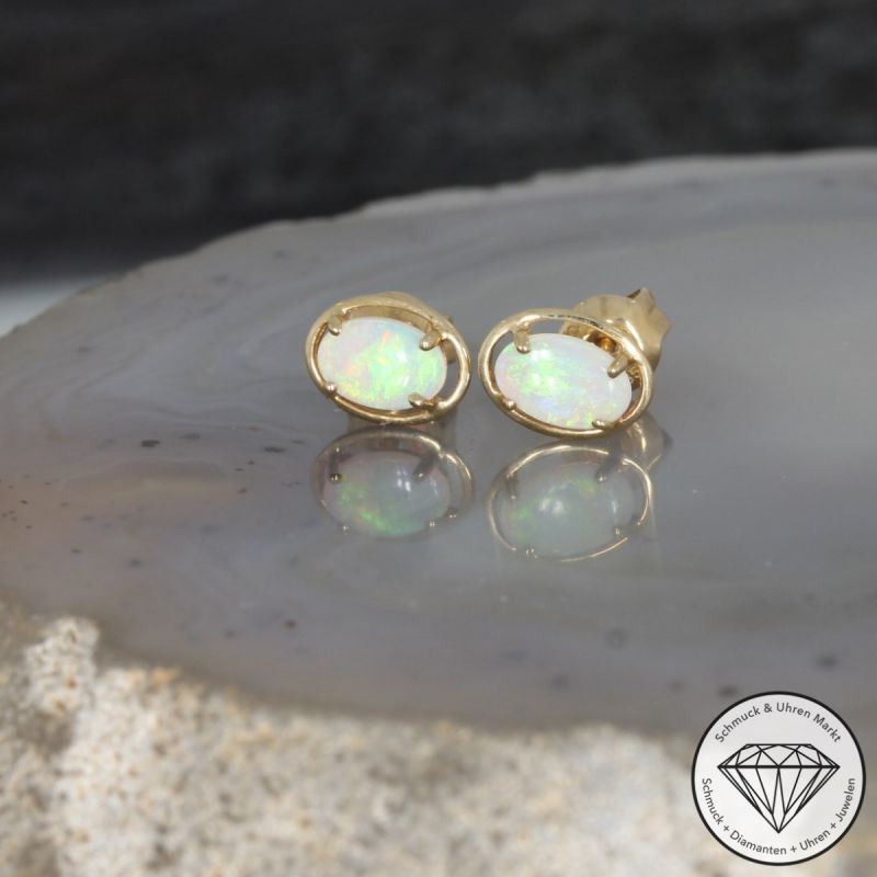Wert 390 € Opal Ohrringe in 585er 14 K Gelbgold - 74871