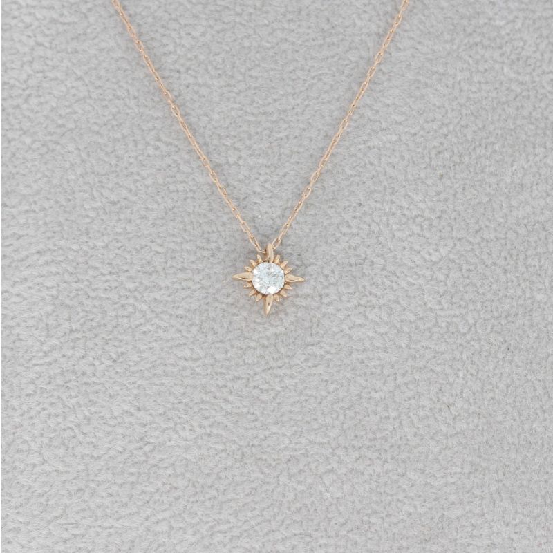 Wert 690 € Solitär Brillant Kette (0,10 carat) in 750er 18 K Rosegold - H961