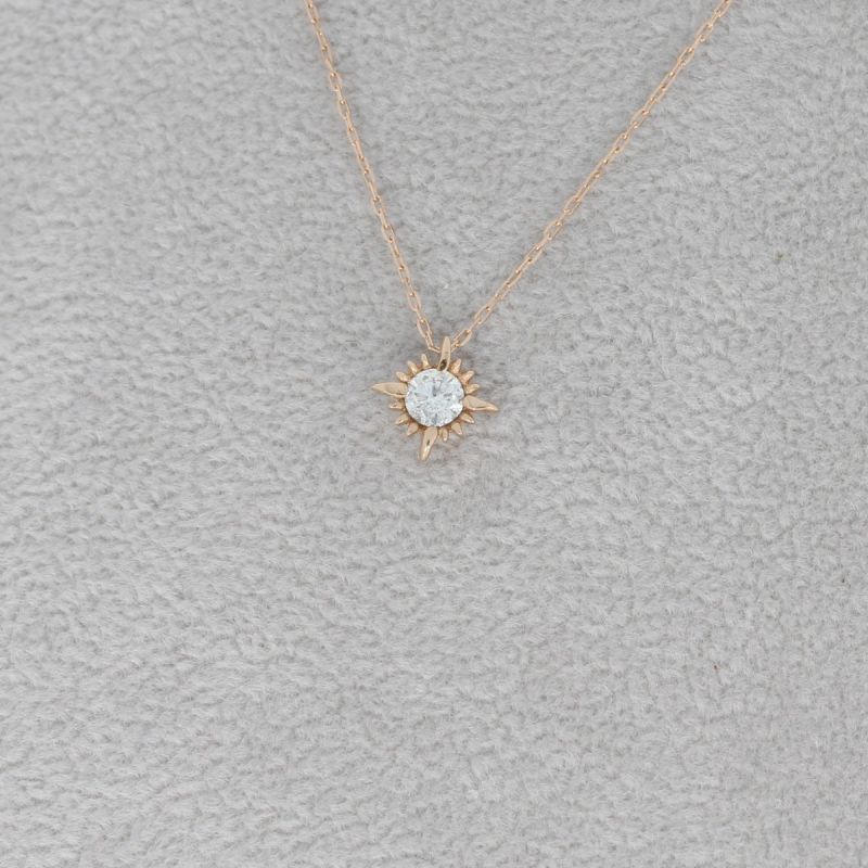 Wert 690 € Solitär Brillant Kette (0,10 carat) in 750er 18 K Rosegold - H961