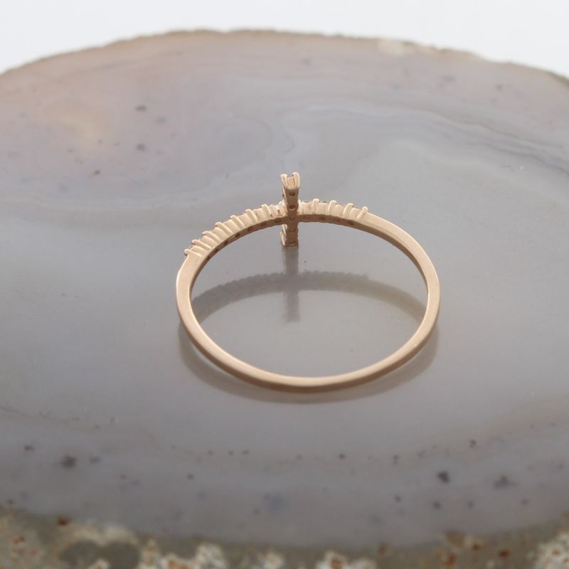 Sale! Wert 890 € Brillant Kreuz Ring (0,09 carat) in 750er 18 K Roségold Größe 54,5 - H1276