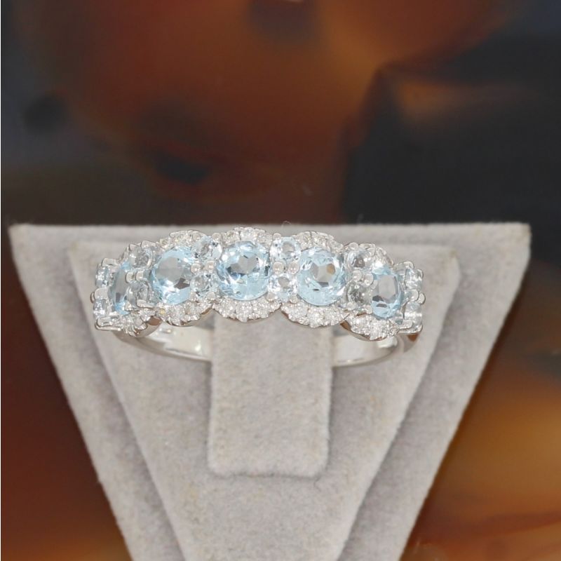 Wert 1850 € Brillant Topas Ring in 750er 18 K Weißgold Gr.56 - H979
