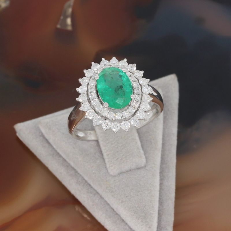 Wert 4590 € Brillant Smaragd Ring in 750er 18 K Weißgold Gr.56 - H974