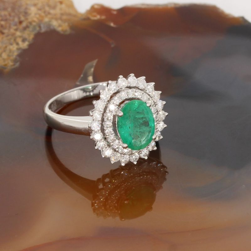 Wert 4590 € Brillant Smaragd Ring in 750er 18 K Weißgold Gr.56 - H974