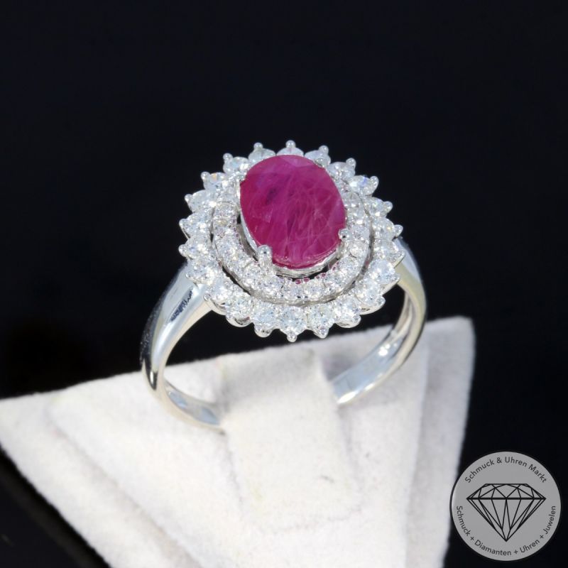 Wert 4590 € Brillant Rubin Ring in 750er 18 K Weißgold - 75680