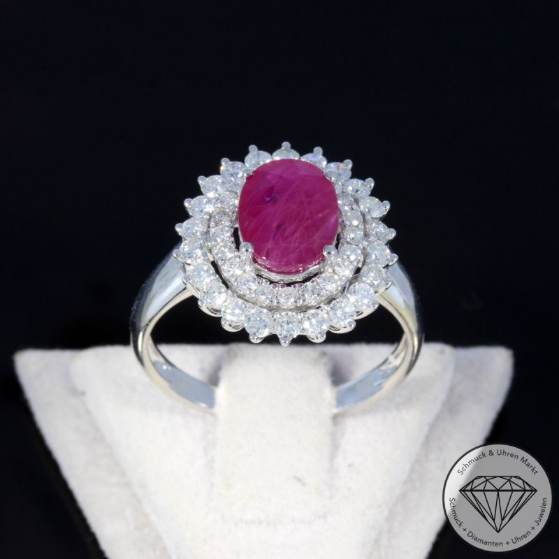 Wert 4590 € Brillant Rubin Ring in 750er 18 K Weißgold - 75680
