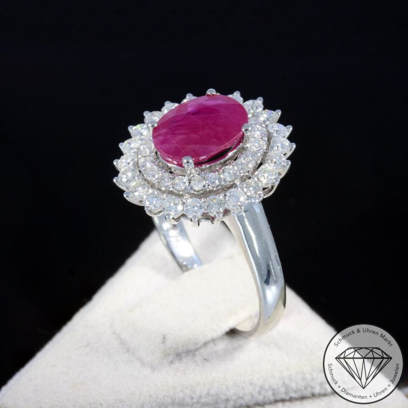 Wert 4590 € Brillant Rubin Ring in 750er 18 K Weißgold - 75680