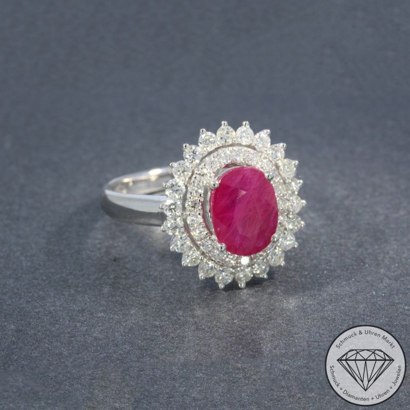 Wert 4590 € Brillant Rubin Ring in 750er 18 K Weißgold - 75680