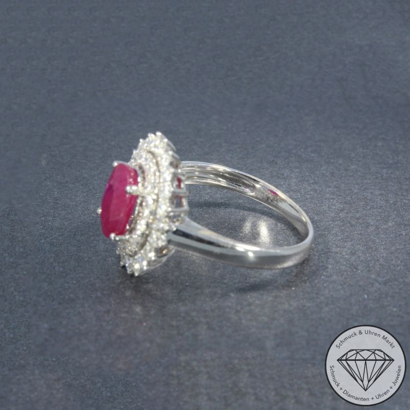 Wert 4590 € Brillant Rubin Ring in 750er 18 K Weißgold - 75680