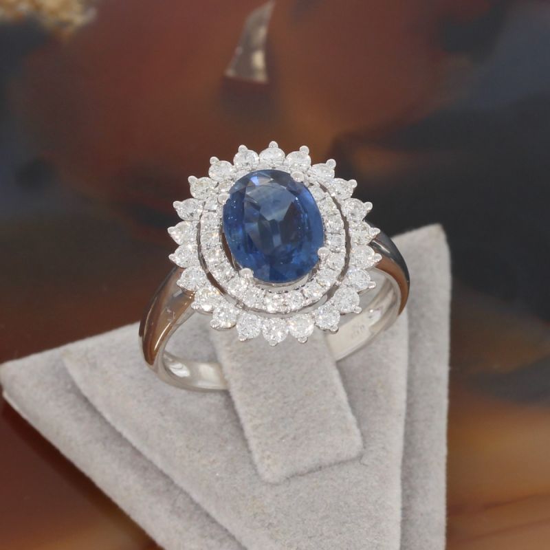 Wert 4590 € Brillant Saphir Ring in 750er 18 K Weißgold Gr.56 - H975