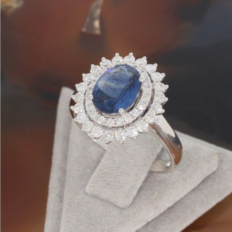 Wert 4590 € Brillant Saphir Ring in 750er 18 K Weißgold Gr.56 - H975
