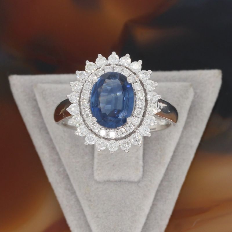 Wert 4590 € Brillant Saphir Ring in 750er 18 K Weißgold Gr.56 - H975