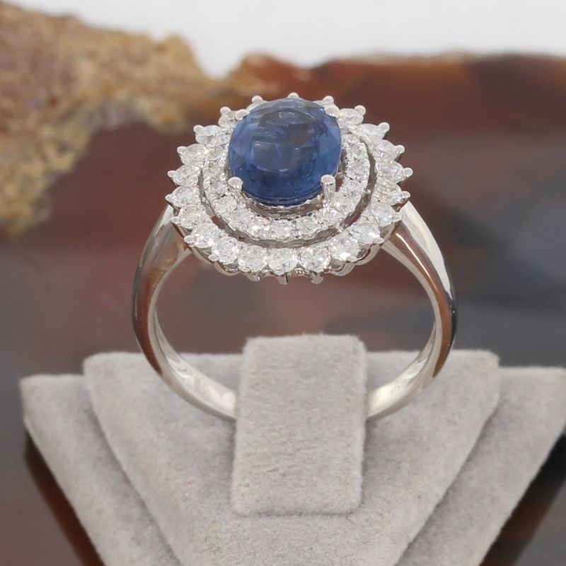 Wert 4590 € Brillant Saphir Ring in 750er 18 K Weißgold Gr.56 - H975