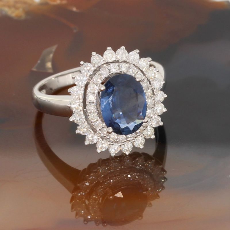 Wert 4590 € Brillant Saphir Ring in 750er 18 K Weißgold Gr.56 - H975