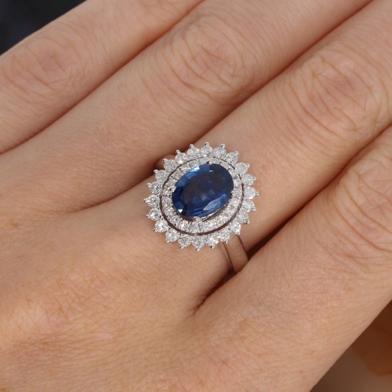 Wert 4590 € Brillant Saphir Ring in 750er 18 K Weißgold Gr.56 - H975