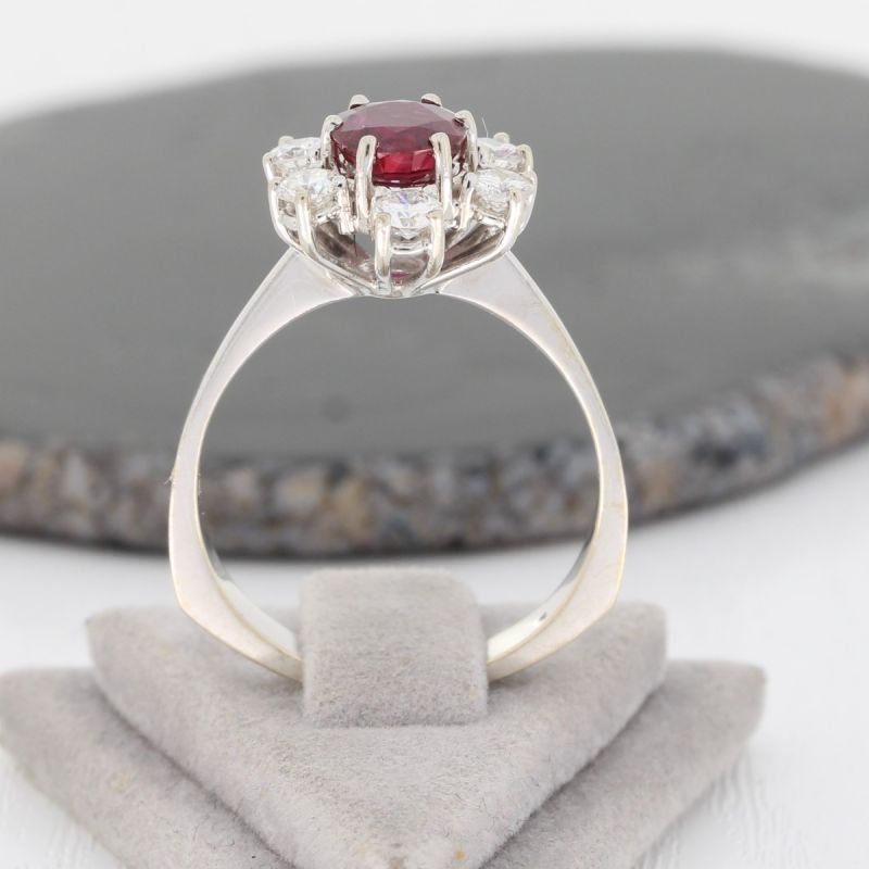 Wert 2290 € Brillant Rubin Ring in 585er 14 K Weißgold - K75946