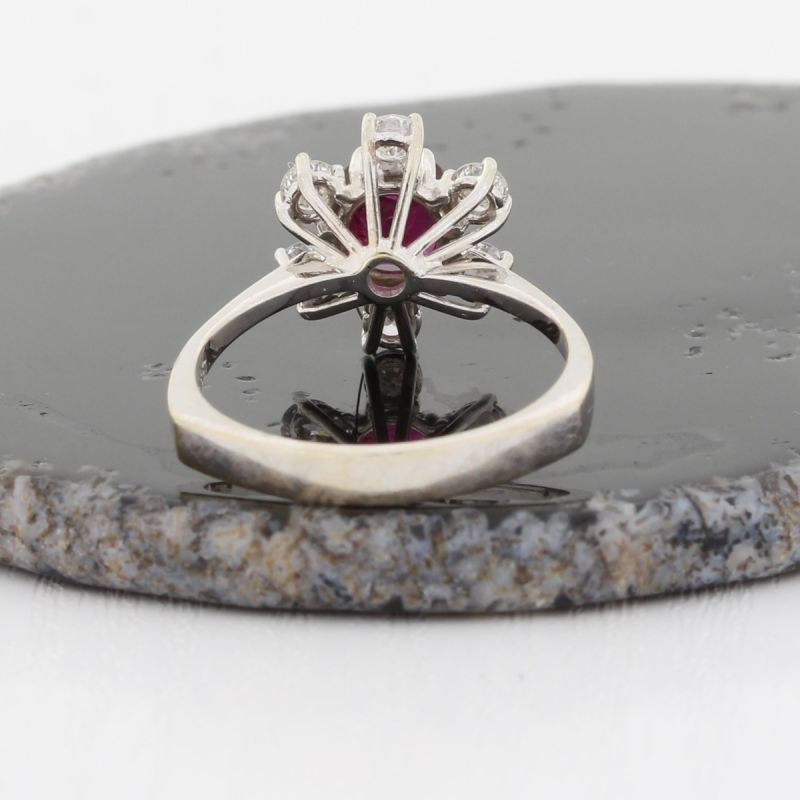 Wert 2290 € Brillant Rubin Ring in 585er 14 K Weißgold - K75946