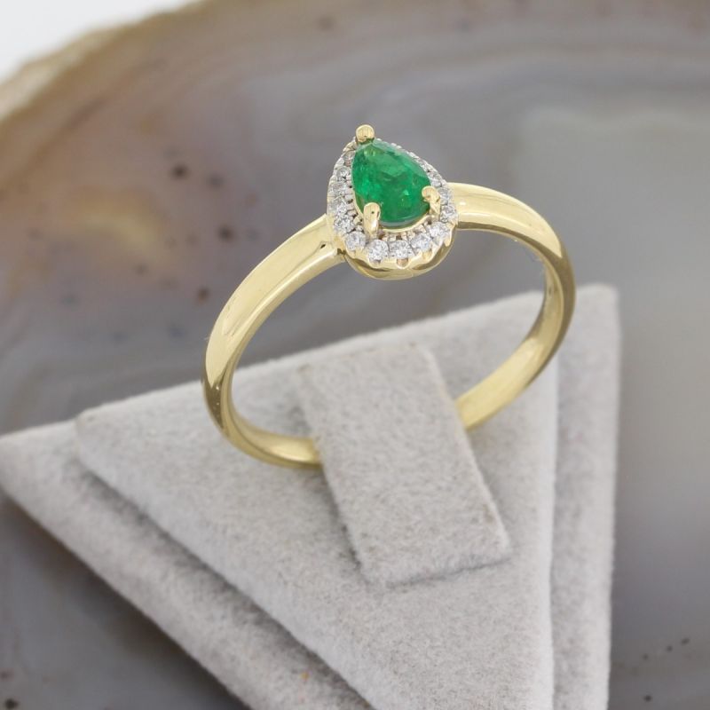 Wert 1390 € Brillant Smaragd Ring in 750er 18 K Gelbgold - H1022