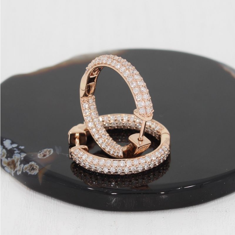 Wert 6790 € Brillant Creolen (2,00 carat) in 585er 14 K Roségold - H1042