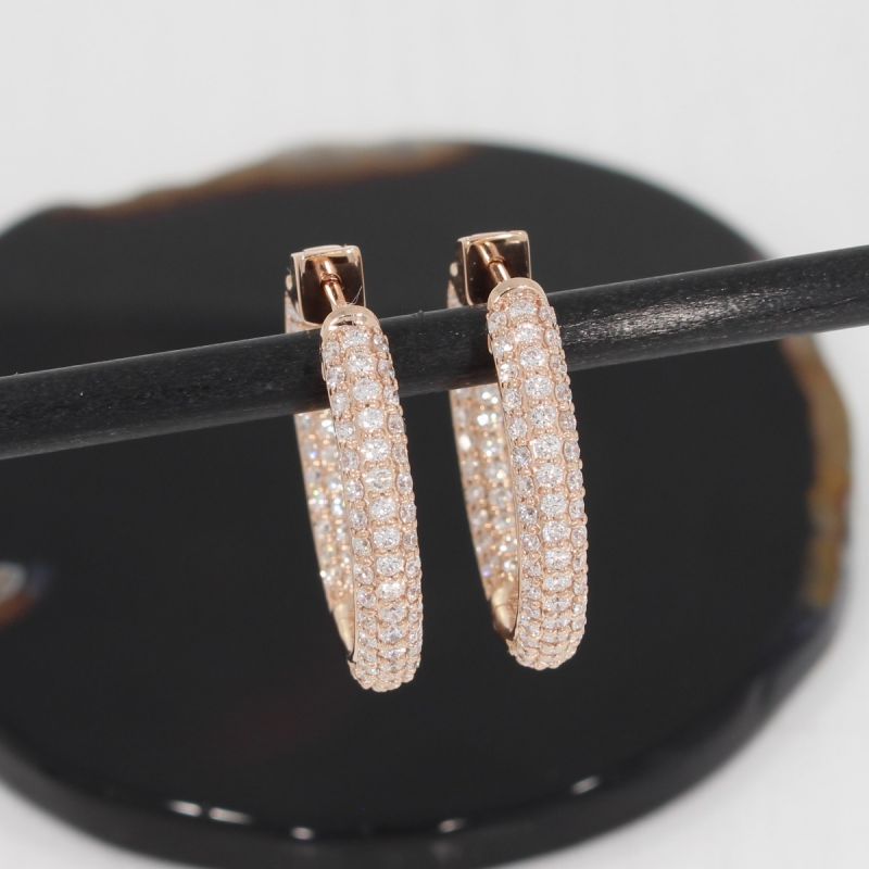 Wert 6790 € Brillant Creolen (2,00 carat) in 585er 14 K Roségold - H1042