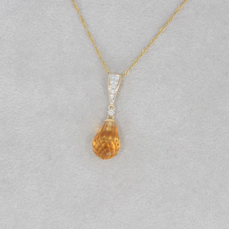 Wert 430 € Brillant Citrin Anhänger in 585er 14 K Gelbgold - H1051