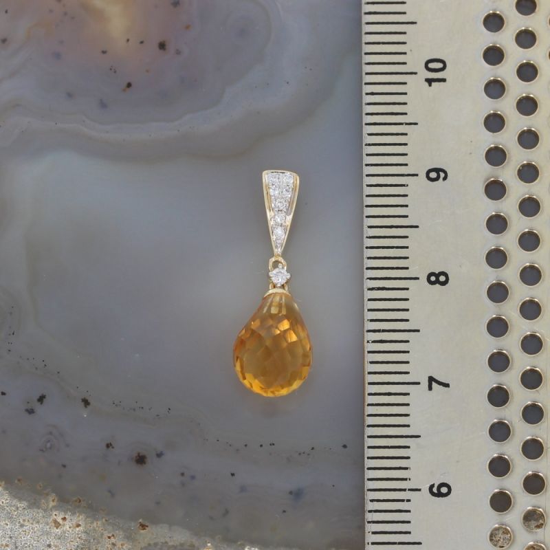 Wert 430 € Brillant Citrin Anhänger in 585er 14 K Gelbgold - H1051