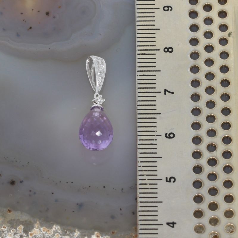 Wert 430 € Brillant Amethyst Anhänger in 585er 14 K Weißgold - H1050
