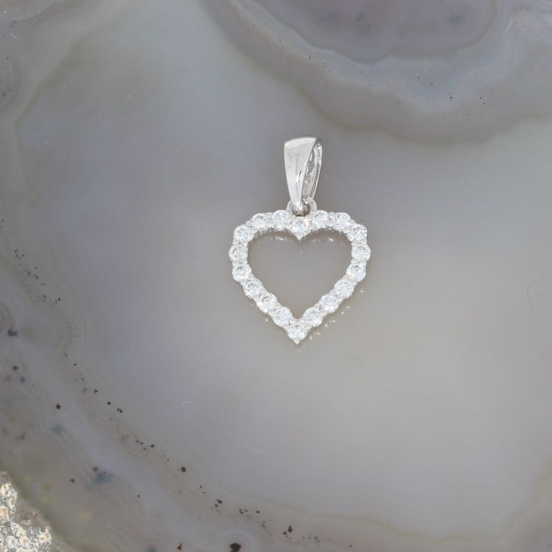 Sale! Wert 890 € Brillant Herz Anhänger (0,22 carat) in 585er 14 K Weißgold - H1069