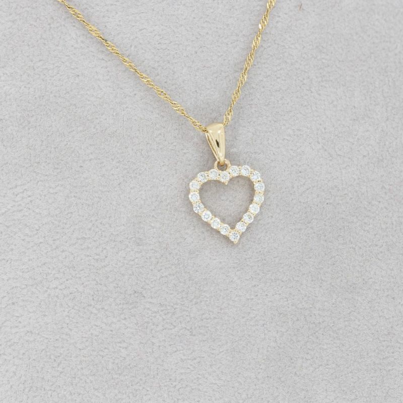 Sale! Wert 890 € Brillant Herz Anhänger (0,21 carat) in 585er 14 K Gelbgold - H1067