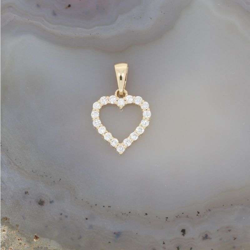 Sale! Wert 890 € Brillant Herz Anhänger (0,21 carat) in 585er 14 K Gelbgold - H1067