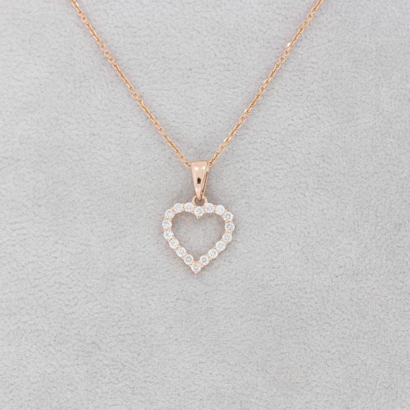 Sale! Wert 890 € Brillant Herz Anhänger (0,22 carat) in 585er 14 K Roségold - H1068